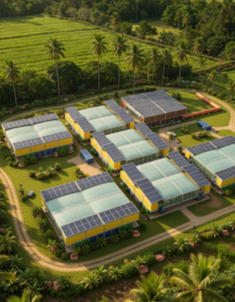 Déchets verts broyés montrant la granulométrie et la composition hétérogène